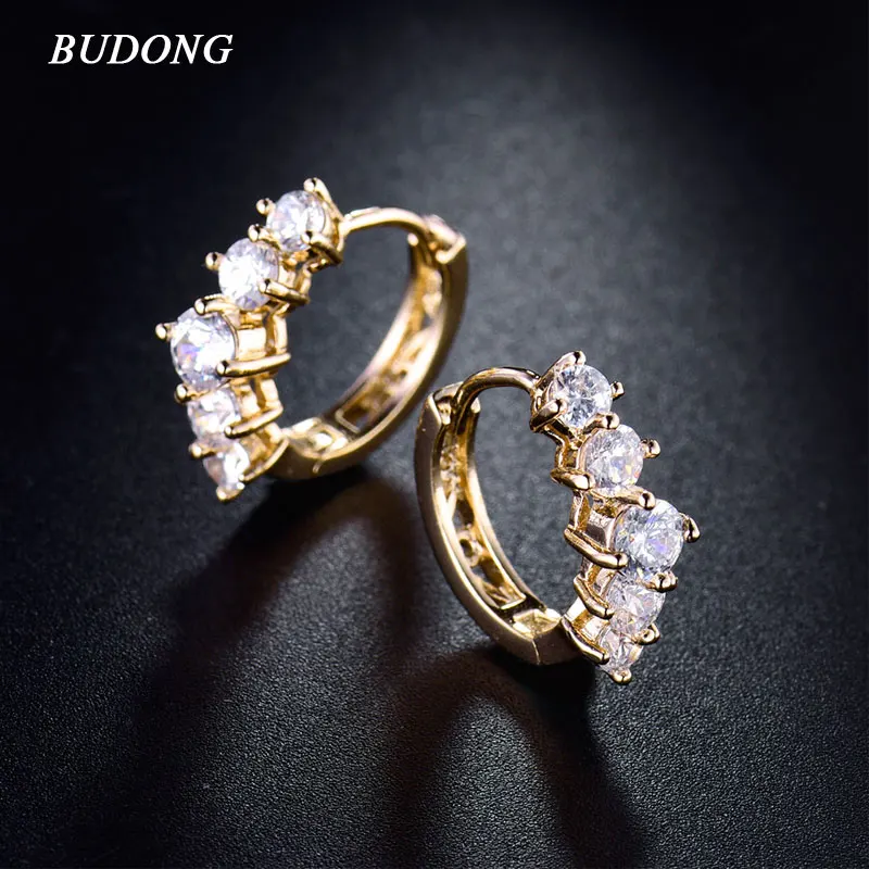 Модные круглые серьги кольца BUDONG белого/розового/серебряного/золотого цвета с 10