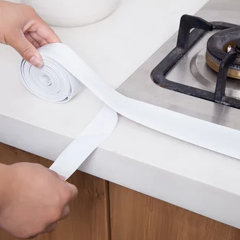 

LMETJMA 3.8cmx320cm PVC Self Adhesive Kitchen Sticker Anti-moisture Bathroom Waterproof Stickers Sealing Tape Stickers KC0065