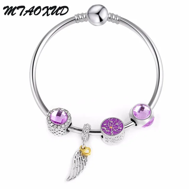 2018 New Purple Tree Magnolia P Bracelet Silver Plated Diy Jewelry 2018 New Purple Tree Magnolia P Bracelet Silver Plated Diy Jewelry With Birthstone Beads For Women