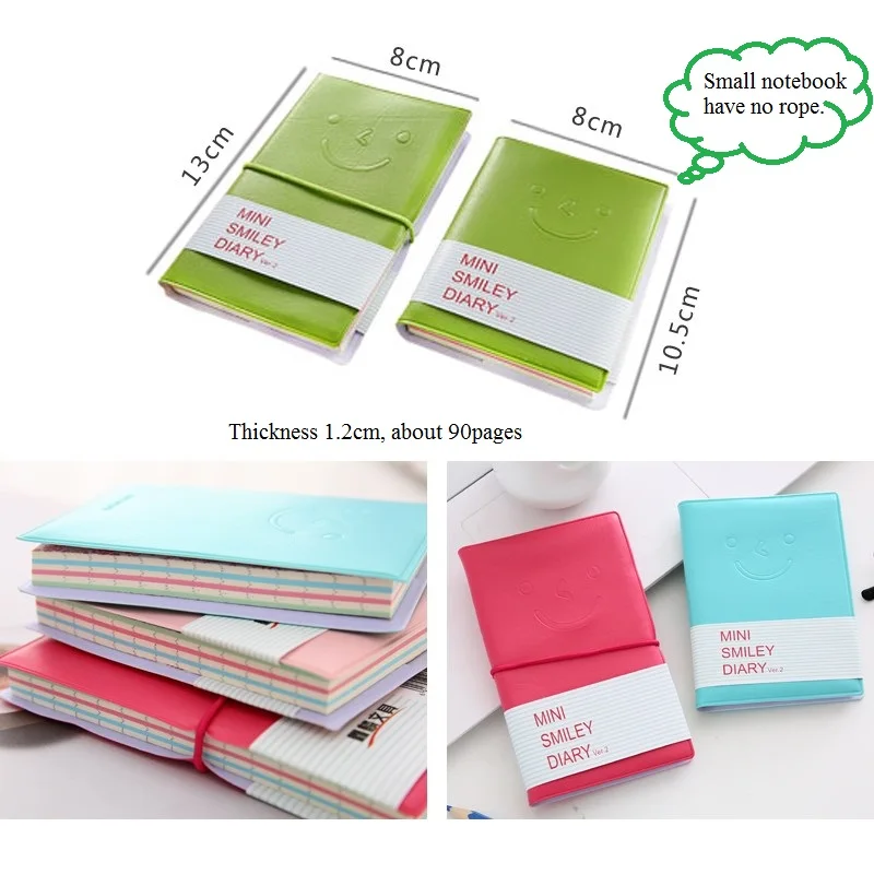 Kawaii Smile мини-блокнот, маленький карманный размер, красочные блокноты, дневник, планировщик, офисные, школьные канцелярские принадлежности