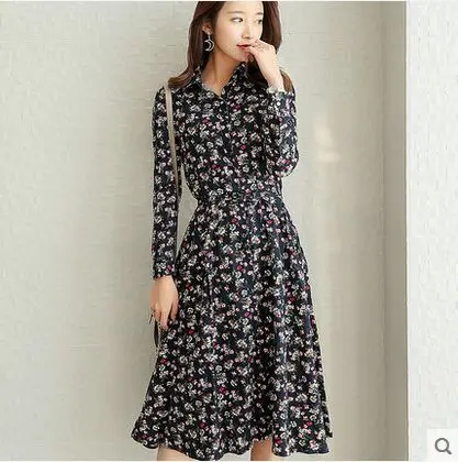 Платье 2019 летнее платье vestidos женское с длинными рукавами роковой воротник до