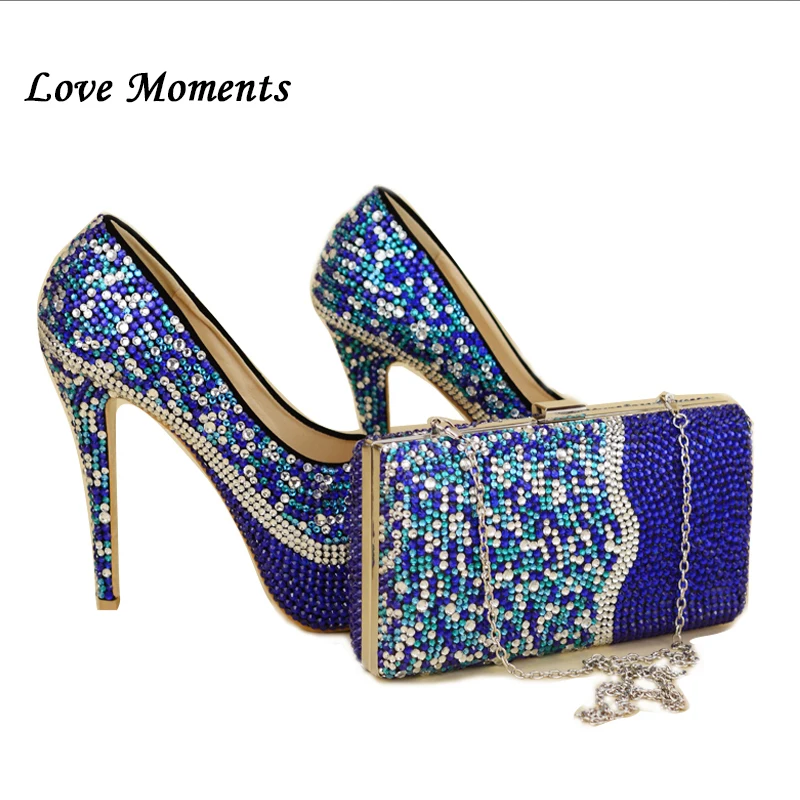 Royal blue rhinestone shoes sale