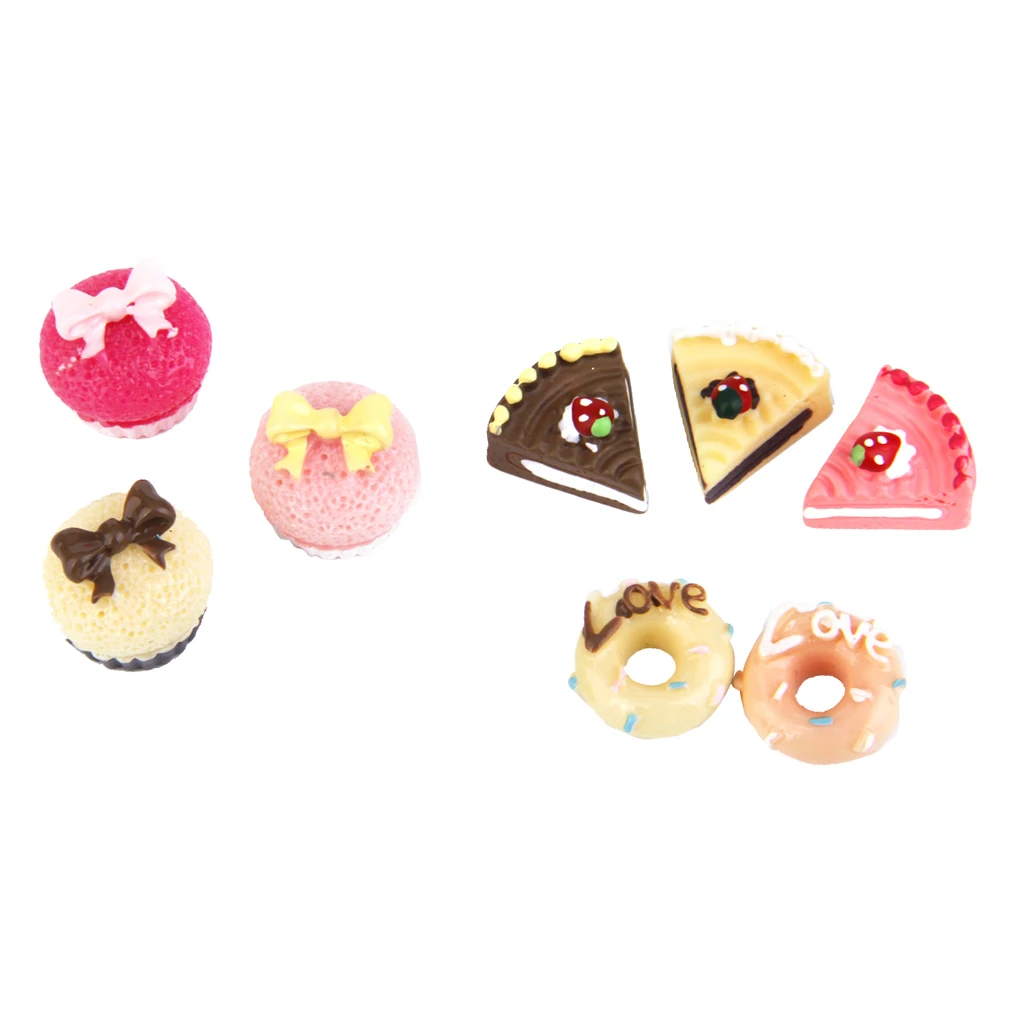 8 pcs Mixed Resin Assorted Cakes 1/12 Scale Dollhouse Miniature Doll Kitchen Accessory Decoration