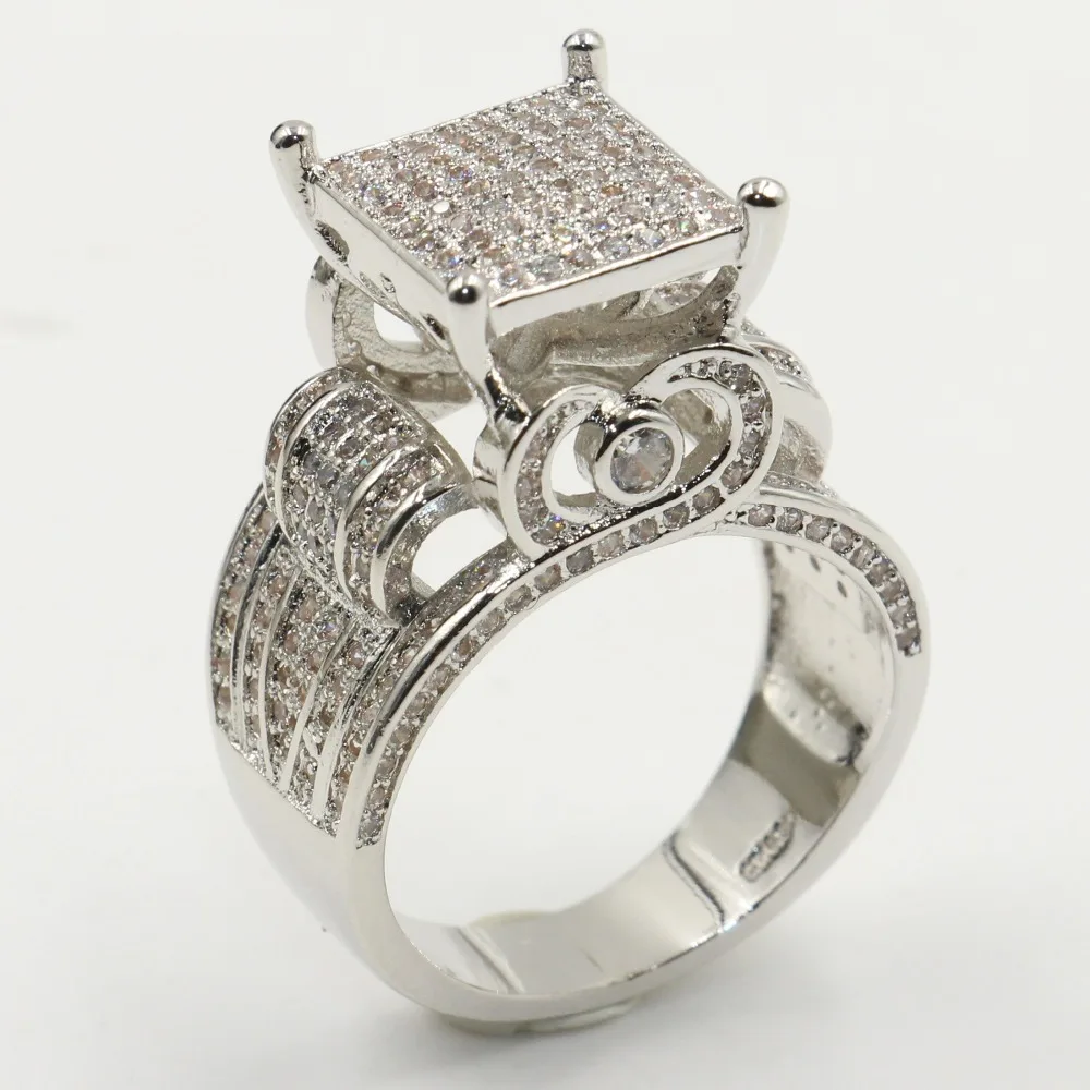 

Hip Hop Rulalei Vintage Fashion Jewelry 925 Sterling Silver Pave White Clear 5A Cubic Zirconia Lucky Wedding Ring for Women