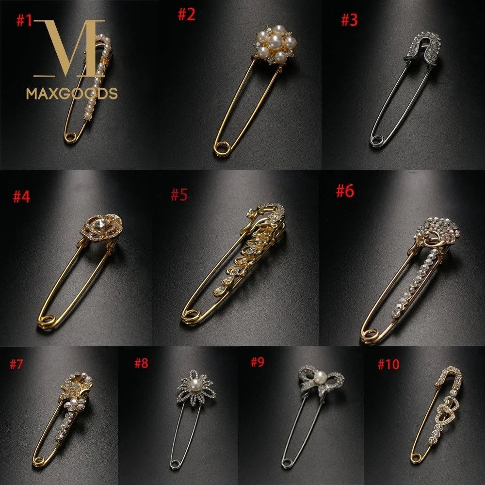 

1 Pcs FashionLarge Durable Rose Gold Crystal Metal Brooch Safety Rhinestone Brooch Pins Scarves Collar Sweater Neck Brooch Pins
