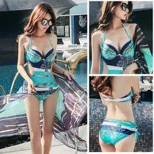 XARKE, сексуальное бикини с открытой спиной, цельный костюм, с принтом, спортивный Монокини, Летний Пляжный Купальник для женщин,, красный, зеленый, бикини с блузкой