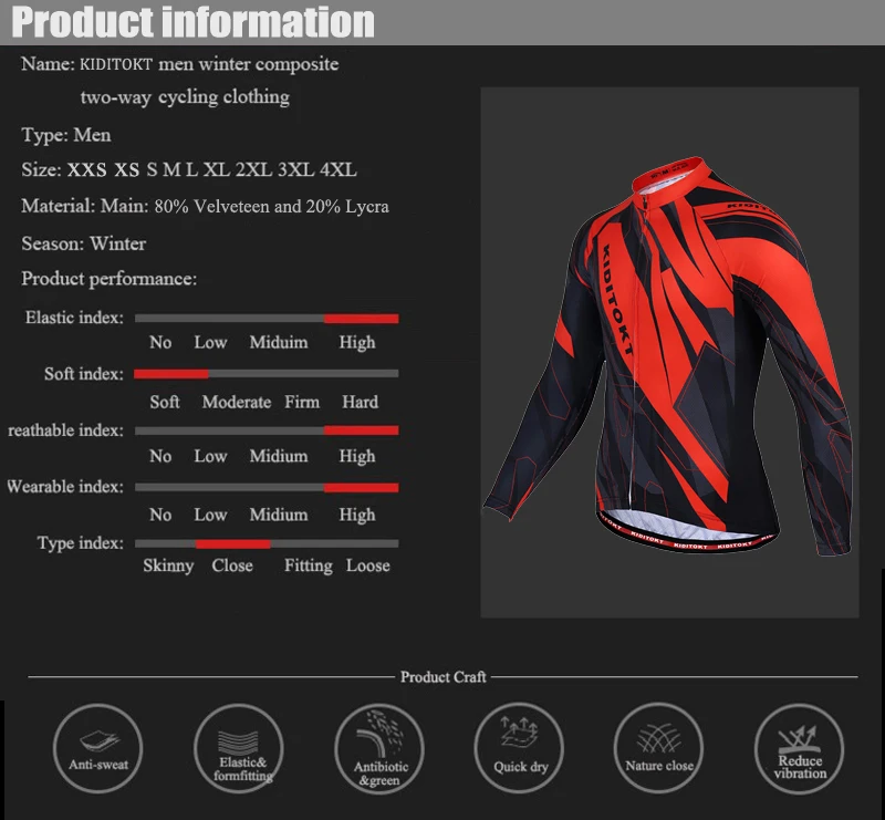 KIDITOKT Pro зимняя MTB велосипедная одежда для велоспорта Теплая Флисовая велосипедная Джерси для велоспорта Одежда для мужчин