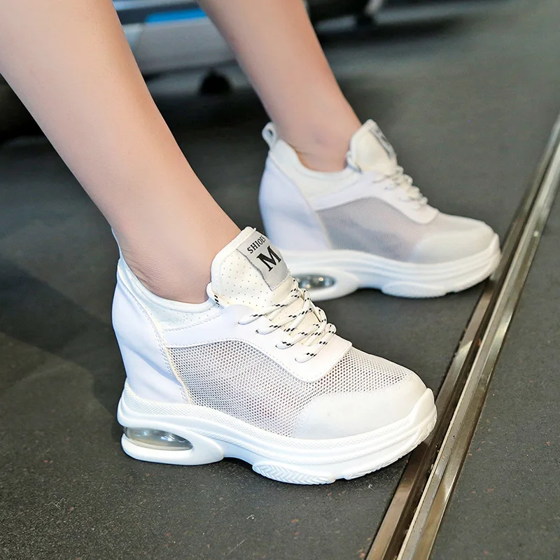 

SWYIVY Summer Sneakers Woman Platform White Shoes Casual Shoes Breathable 2018 New Lady Wedge Sneakers Comfortable
