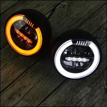 

6.8 inch Retro Vintage motorcycle Headlight Headlamp Head faring LED modification custom general Daytime running light ring