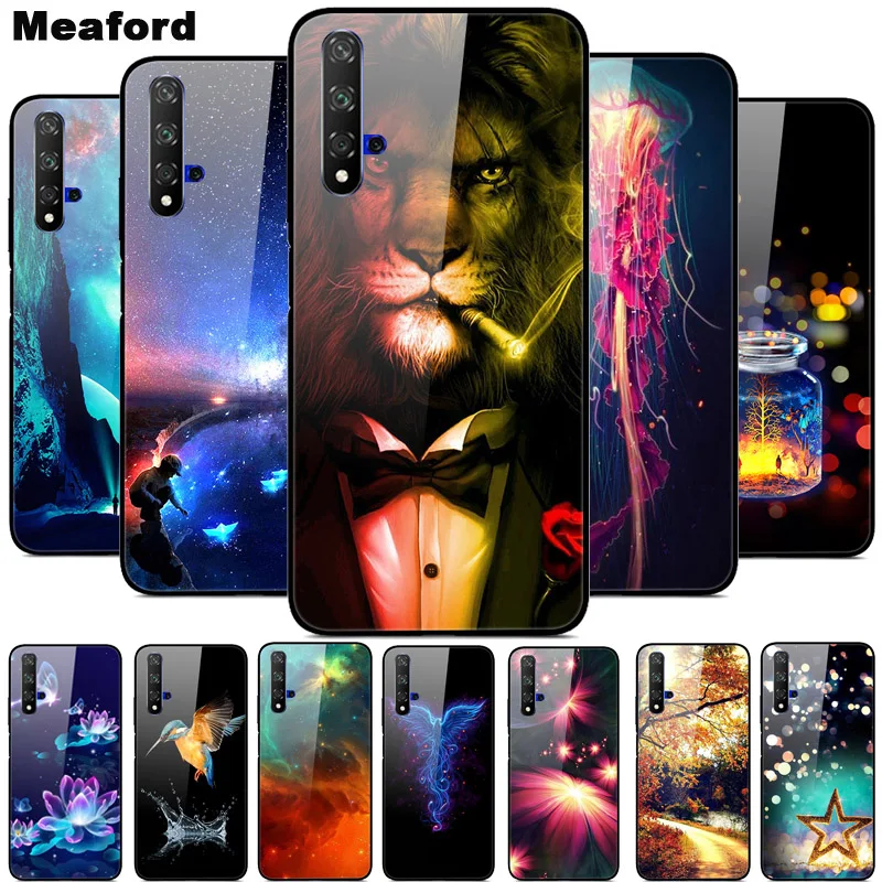 

For Huawei Honor 20 Case Tempered Glass Cover 3D Cat Printing Case For Huawei Honor 20 Pro Lite Honor20 YAL-L21 Phone Case Cover
