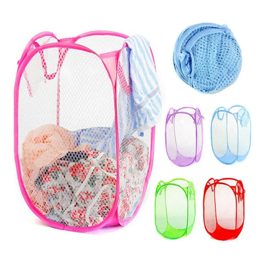 Pop UP Hamper Reinforce nylon mesh laundry basket Clothes Storage Bin