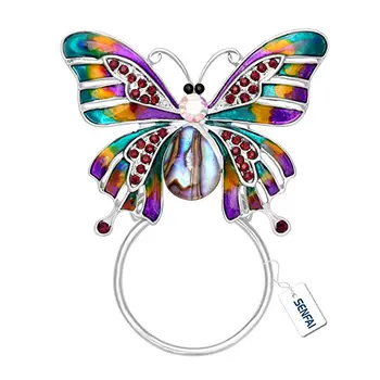 

2017 New Style Design SENFAI Enamel Colorful Butterfly Abalone shell Crystal Magnet Eyeglass Holder Brooch and Pin For Women