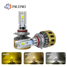Вдлительную H4 светодиодный лампы для передних фар H11 H7 H8 H1 9005 9006 HB4 триколор 3000K 4300K 6000K 80 Вт 10000LM автомобиля светодиодный авто фары