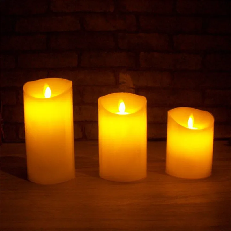 Buy Large LED Pillar Candles Candle Light Lamp Home Velas led Battery Powered