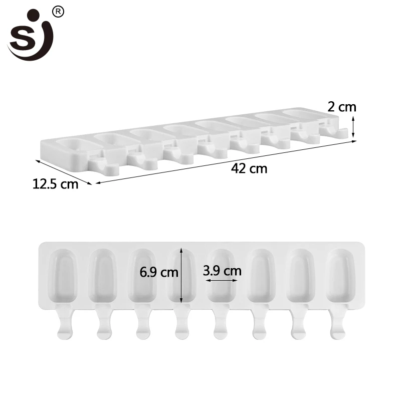 SJ 8 полости мороженого силиконовые формы DIY формы кубика льда формы для мороженого Десерт Формы Лоток с эскимо толстый материал