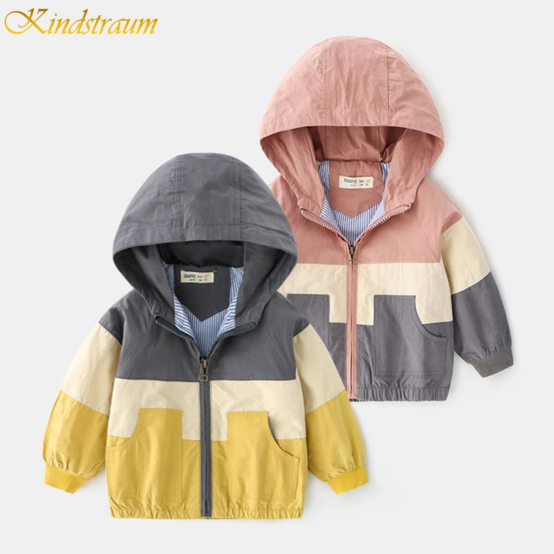 

2019 children's Jacket Coat Spring Autumn Hooded Windbreaker For Boy Patchwork Outerwear Baby Clothes infant Clothing DC161