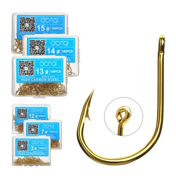 

DONQL 50/100pcs Fishing Hooks Set Single Circle Fishhook Fly Fishing Carbon Steel Jig Barbed Carp Hooks Sea Tackle Accessories