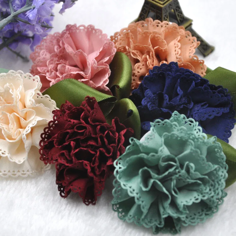 

10pcs Fabric Ribbon Flowers Bows Appliques Wedding Decor Craft Mix E313