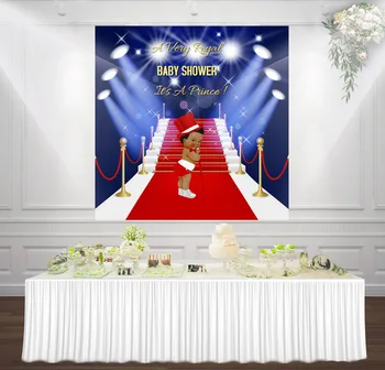 

HUAYI Red carpet Top hat little prince Crown flash photography backdrop photophone for boy baby shower photo background sm-024