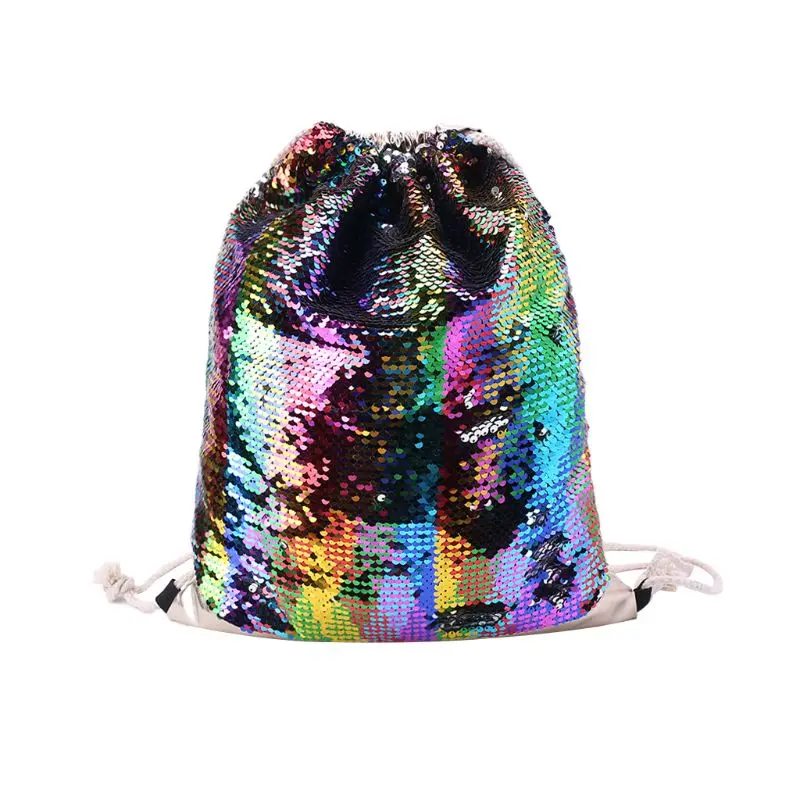 

2019 New Women Sequin Drawstring Backpack Glitter Shoulder Bag Shopping Travel Bags Rucksacks