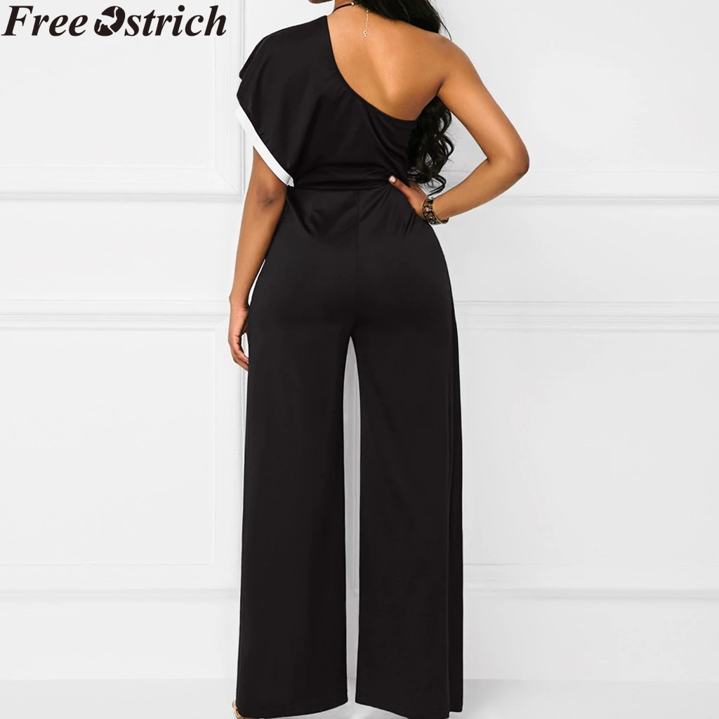 

Rompers Women Striped Jumpsuit Loose Summer Wide Legs Off-the-shoulder playsuit High Waist O-neck Ladies plus Size Jumpsuit