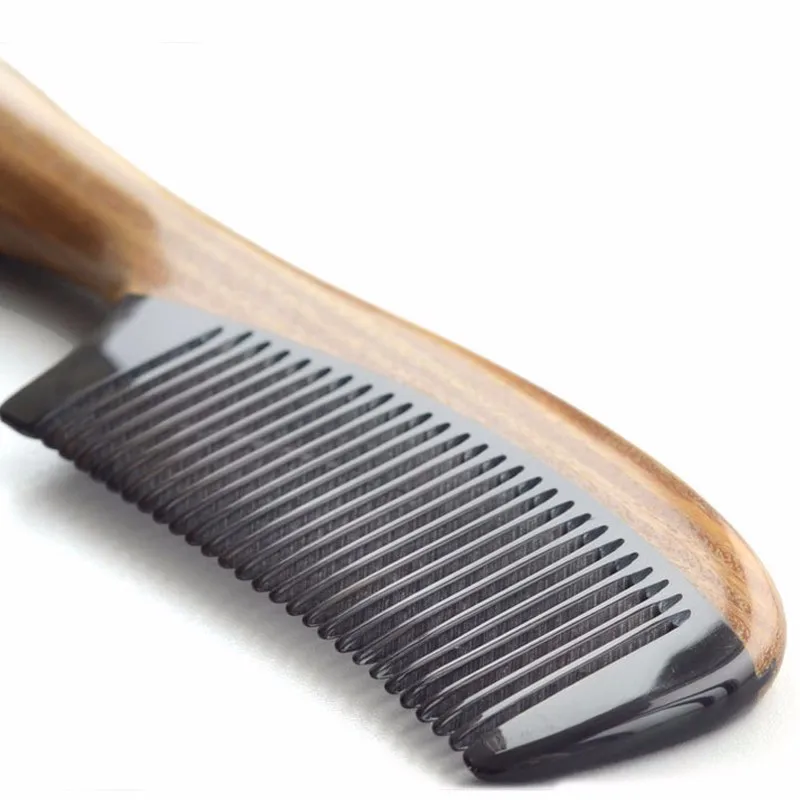 

2018 hair combs Handle Wood Comb Natural Ox Horn Sandalwood Comb wooden handmade With Hair brush best seller