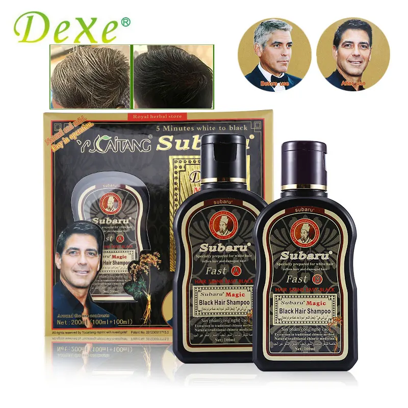 

2pc=1set Dexe Magic Black Hair Shampoo Chinese Herbal Medicine Non Silicone Oil Dry Shampoo 5 Minutes Colorant + Treatment