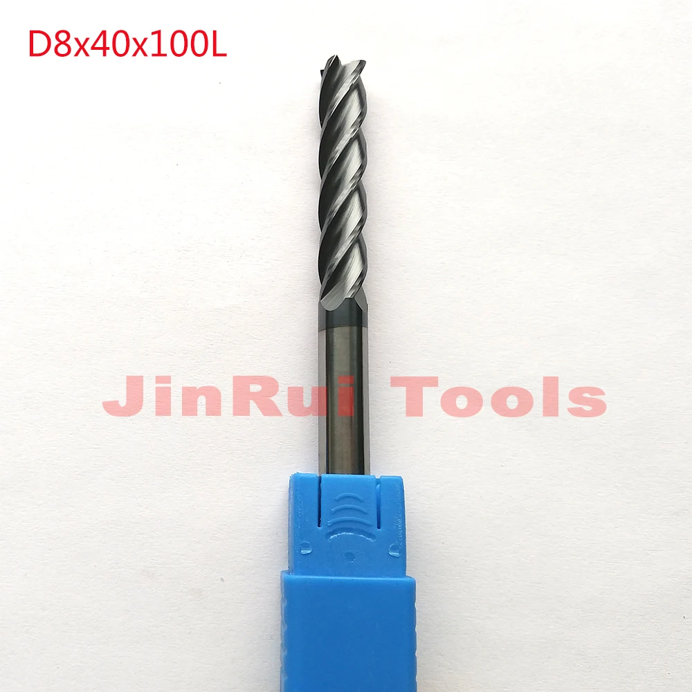 

1pc D8*40*100L HRC55 4 Flutes Flat Square Solide Carbide End Mills CNC router bit milling cutter Tools knife fresa