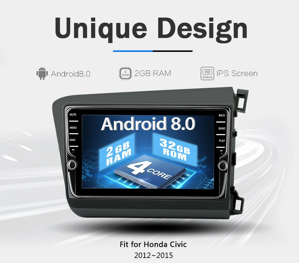 Flash Deal Funrover Car Radio Multimedia IPS 2 din Android 8.0 Head Unit For Honda For Civic 2011-15 right-hand drive stereo navi audio gps 20