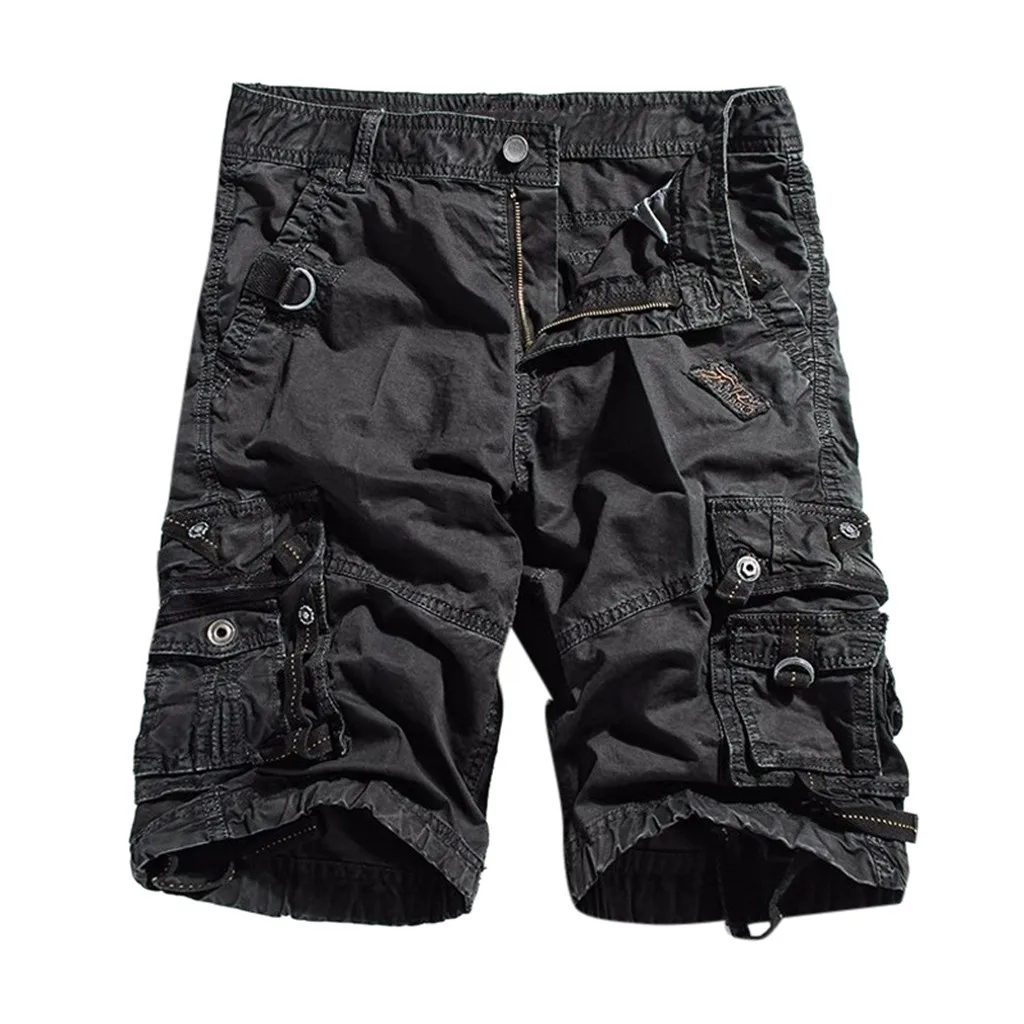 Fashsiualy бермуды masculina мужские повседневные однотонные пляжные рабочие штаны с карманами Брюки карго шорты мужские