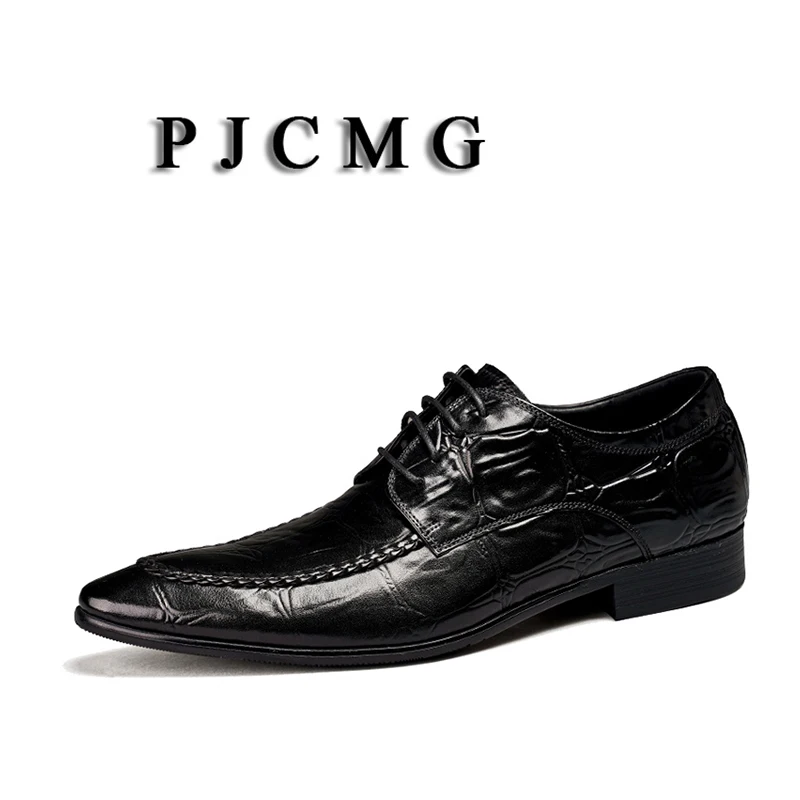 Los Hombres Negocios Vestido Pie Negro brown Dedo A Encaje Diseño Zapatos Nueva Cocodrilo Del Pjcmg De Black Genuino puntiagudo Mano Oxford Cuero Moda Hecho marrón TqURfcwH
