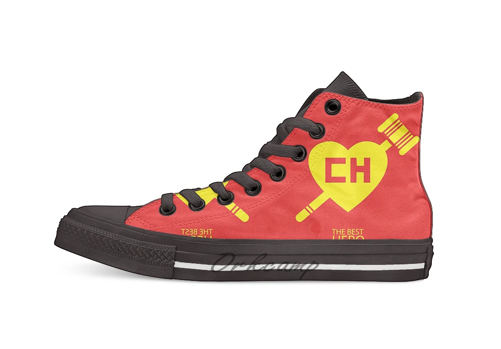 El Chapulin colorado; Новинка; дизайнерская дышащая повседневная обувь с высоким берцем на шнуровке; парусиновая обувь; кроссовки - Цвет: Черный