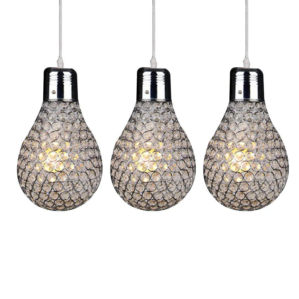 MAMEI Free Shipping Bulbs Shape 3 Lights Kitchen Modern Crystal Pendant Lighting Height Adjustable LED Bulbs Is Available