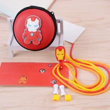 USB Cable Earphone Protector Set with Cable Winder Cartoon stickers USB Charger cable cord protector For iphone 5 5S 6 6s Plus