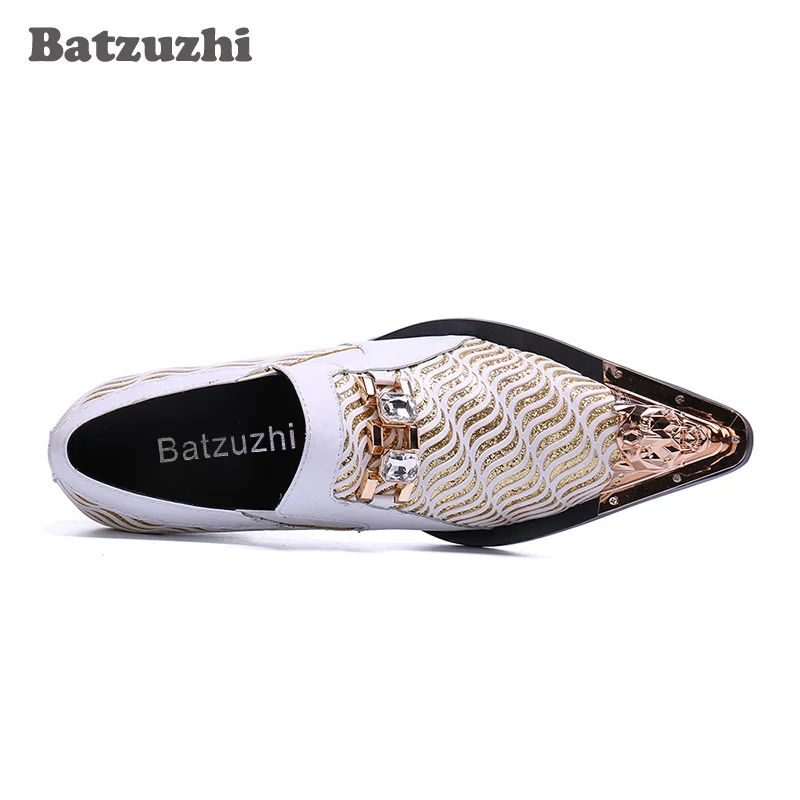Branco Vestem Party amp; Homens Sapatas Se Wedding Shoes Formais Hombre 5 Sapatos Centímetros Bicudos Batzuzhi Zapatos White Couro 6 Genuína De Saltos Dos UOSxBqT