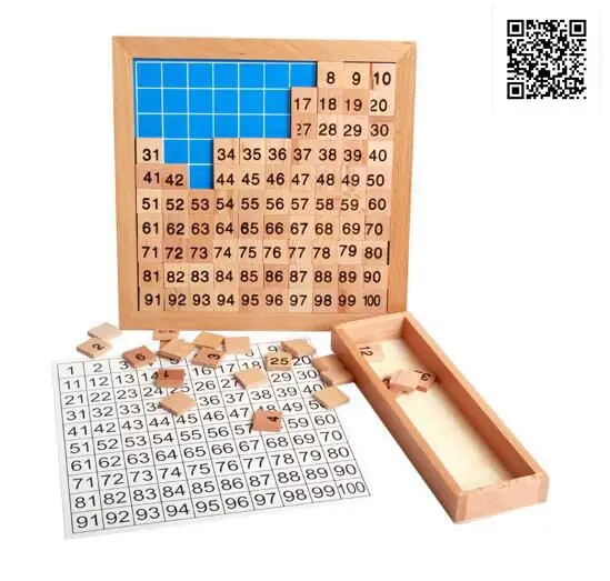 

April Du Wooden Montessori Teaching Aids Math 1 - 100 Consecutive Numbers Counting Board Plate Toy