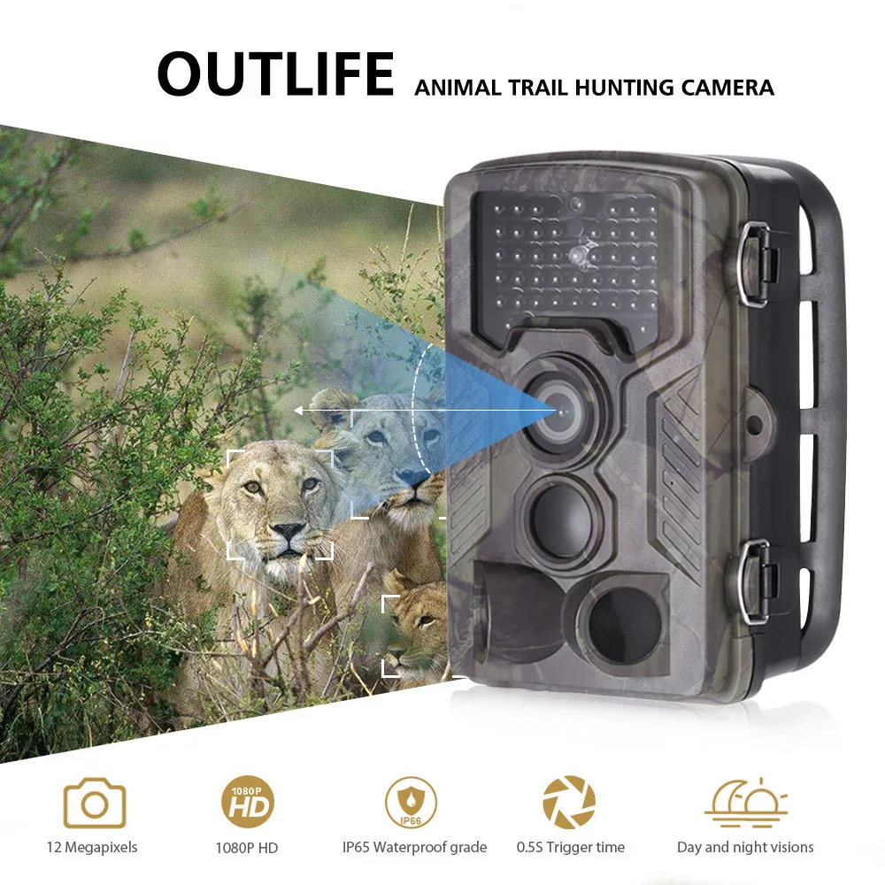 

Outlife Night Vision Infrared Trail Camera 1080P HD Digital Hunting Camera 12MP Photo Traps Camera Scouting Device HC - 800A
