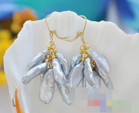 

hot sell new - free shipping 00184 gray dens biwa FRESHWATER PEARL DANGLE EARRING