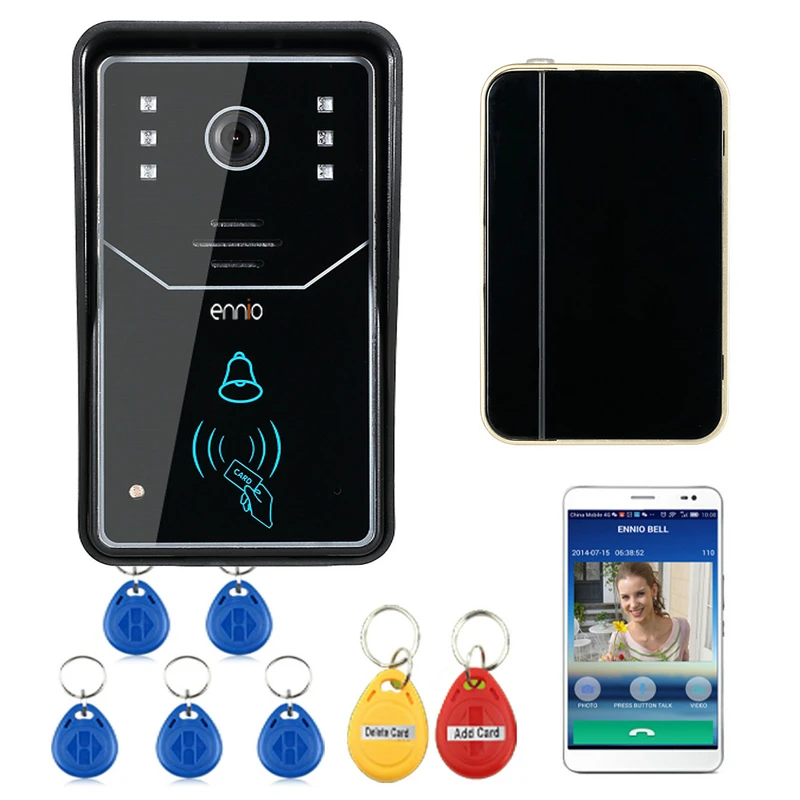 

ENNIO Touch Key WiFi DoorBell Wireless Video Door Phone Home Intercom System IR RFID  Camera