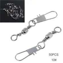 50 шт./лот 10# Мини смесь нержавеющая сталь Рыбалка поворотный оснастки шарикоподшипник замок поворотный разъем