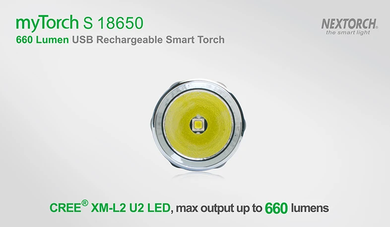 NEXTORCH myTorch S 18650 660 люмен Стандартный IPX7 водонепроницаемый ударопрочный ультра яркий для юсб перезаряжаемый светодиодный умный фонарик