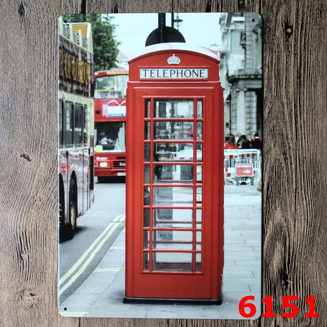 London telephone booth Vintage Home Decor Tin Sign For Wall Decor ... London telephone booth Vintage Home Decor Tin Sign For Wall Decor ...