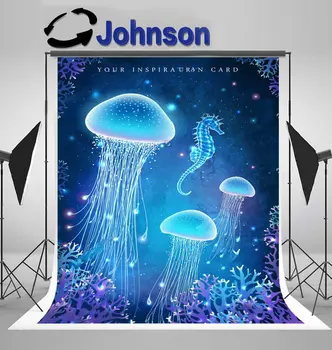 

Magic Glowing Jellyfish Underwater Undersea World Fairy Tale backdrops Vinyl cloth Computer print party background