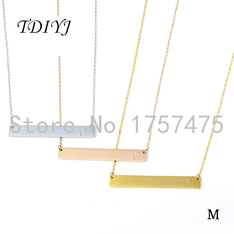 TDIYJ-Newest-Jewelry-Fashion-Silver-Stainless-Steel-Personalized-Tiny-Initial-Letter-M-Rectangle-Pendant-Necklace-for
