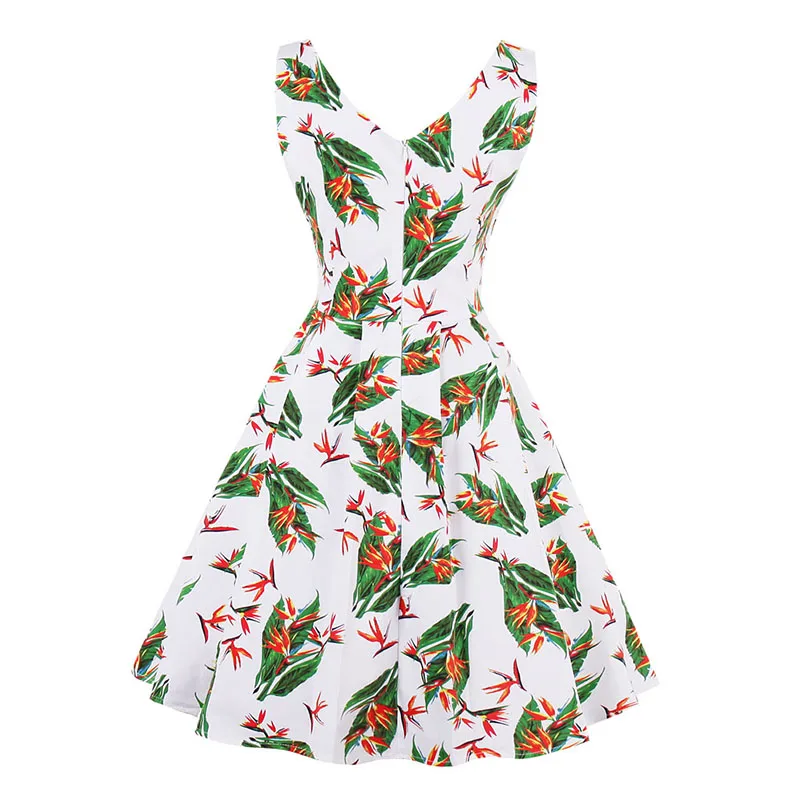 Kostlich 2017 Floral Print Vintage Dress Women V-Neck Sexy Hepburn 50s Style Autumn Dress Big Swing Party Dresses Plus Size 4XL (7)