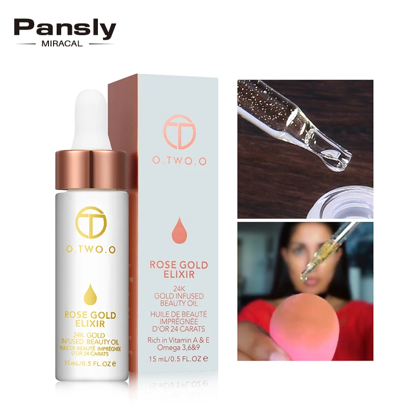 

Pansly Professional Base Makeup Primer Liquid 24k Rose Gold Elixir Anti-Aging Moisturizer Face Lips Care Essential Oil Makeup