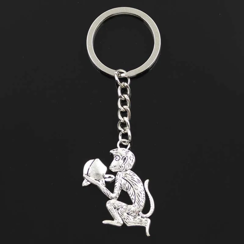 

New Fashion Keychain 40x25mm monkey offered peach Pendants DIY Men Jewelry Car Key Chain Ring Holder Souvenir For Gift