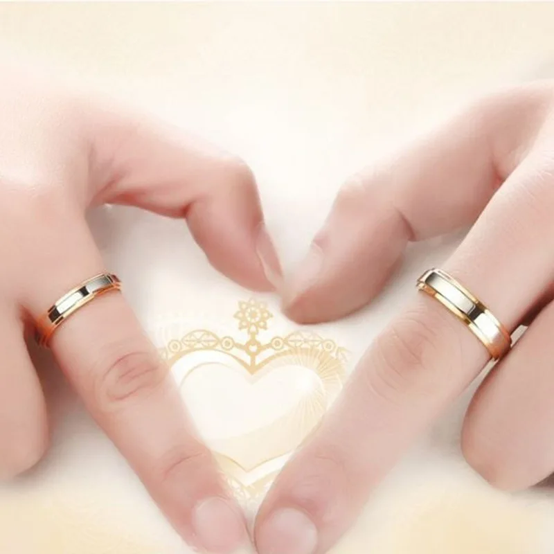 Цвет серебристый, золотой простой дизайн пара кольцо Альянса Нержавеющая сталь обручальное кольцо 4 мм 6 мм Ширина кольцо