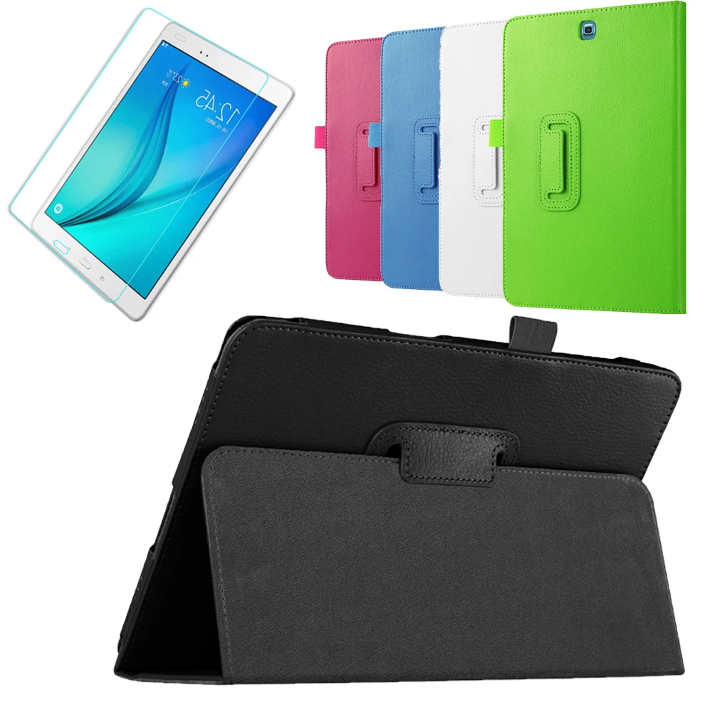 Tablet Case For Samsung Galaxy Tab A T550 T555 SM-T550 9.7" Flip Stand PU Smart Cover Holder Protector Shell+Protective Film