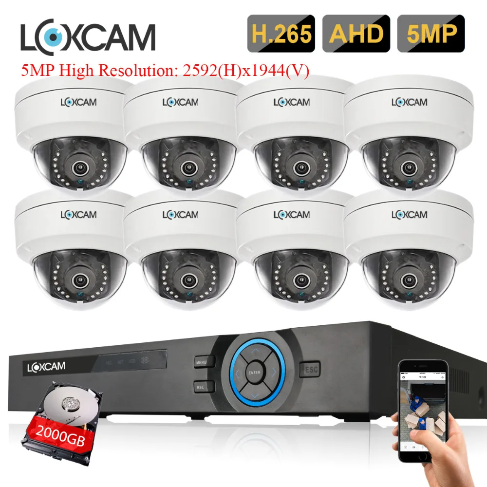 LOXCAM 5MP Ultra HD 8CH DVR комплект H.265+ CCTV камера система безопасности 5MP CCTV система наружного ночного видения комплект видеонаблюдения